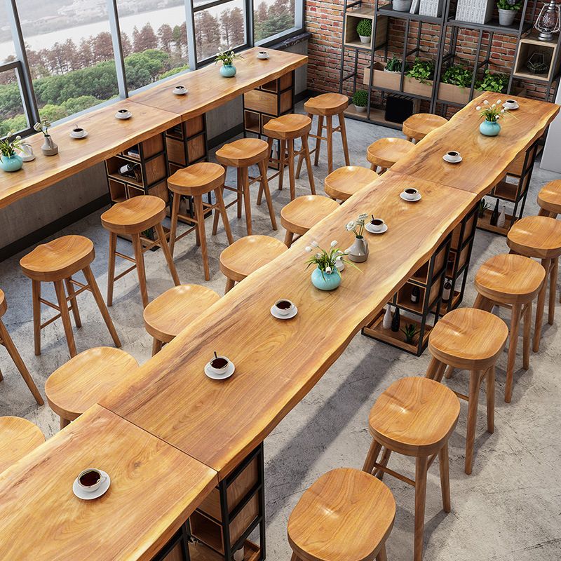 Contemporary Bar Table Set 1/4 Pieces Rectangle Solid Wood Bar Table Set for Indoor