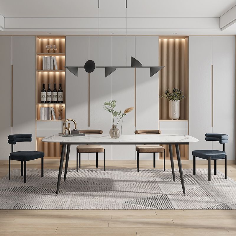 Silla lateral casera de estilo moderno Silla tapizada de comedor de diseño con respaldo abierto