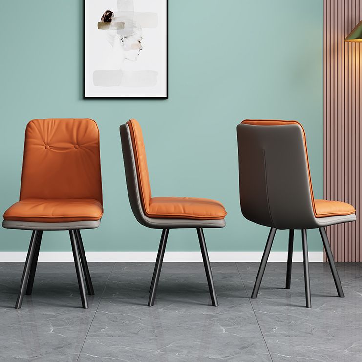 Modern Armless Dining Chairs Faux Leather Parsons Dining Side Chair