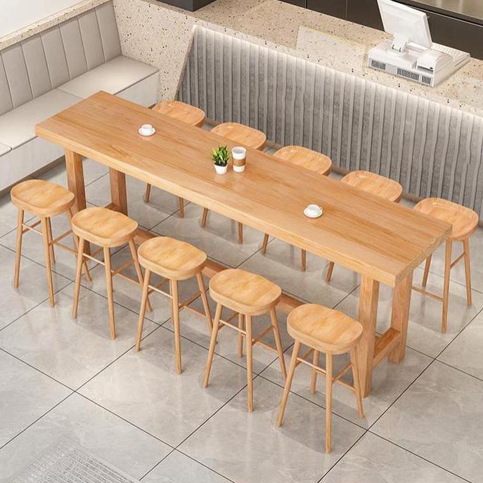 Rectangular Bar Table Set 1/6/11 Pcs Solid Wood Bar Table and Stools