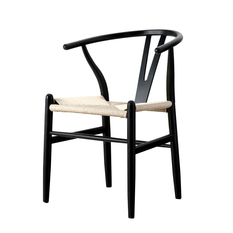 Modern Armrest Backrest Chair with Wooden Legs for Dining Room