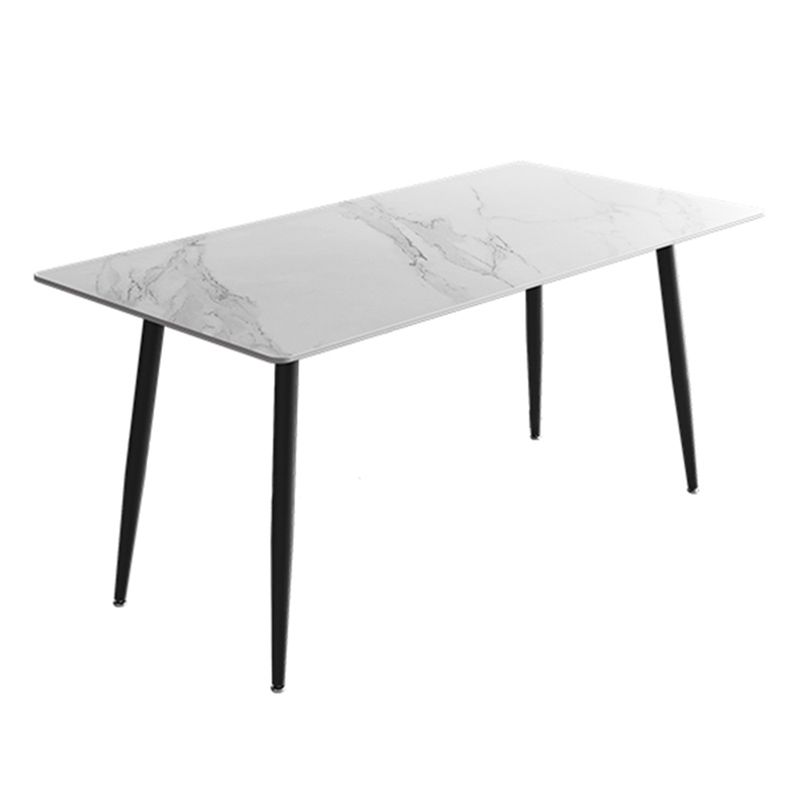 Modern Simple Dining Table Sintered Stone Dinner Table with Metal Legs