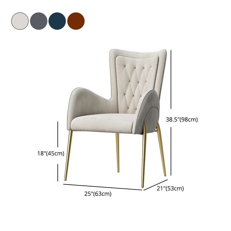 Glam Style Dining Arm Chair Upholstered Dining Chair for Dining Room