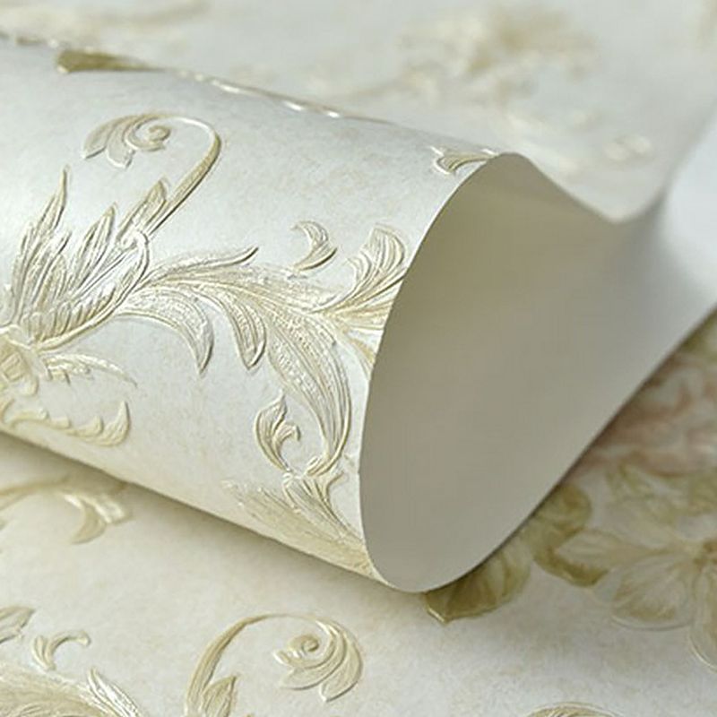 Embossed Soft Color Wallpaper Rural Peonies Wall Decor for Living Room, 33' L x 20.5" W