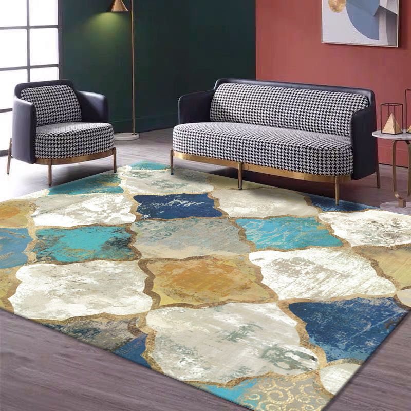 Grey Modern Rug Polyester Graphic Indoor Rug Non-Slip Backing Rug for Living Room