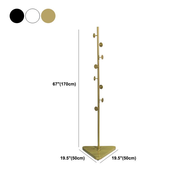 Contemporary Coat Rack Coat Hooks Metal Coat Rack with Triangular Base