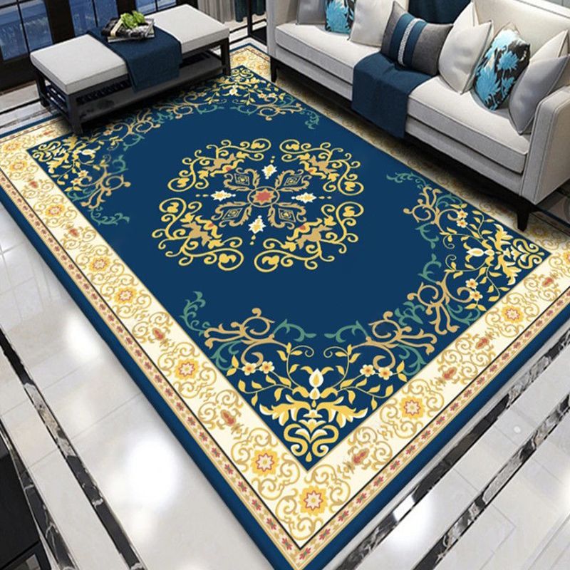 Mehrfarbiger Teppich mit Blumendruck, Polyester, nordischer Teppich, rutschfeste Rückseite, Innenteppich für Wohnzimmer