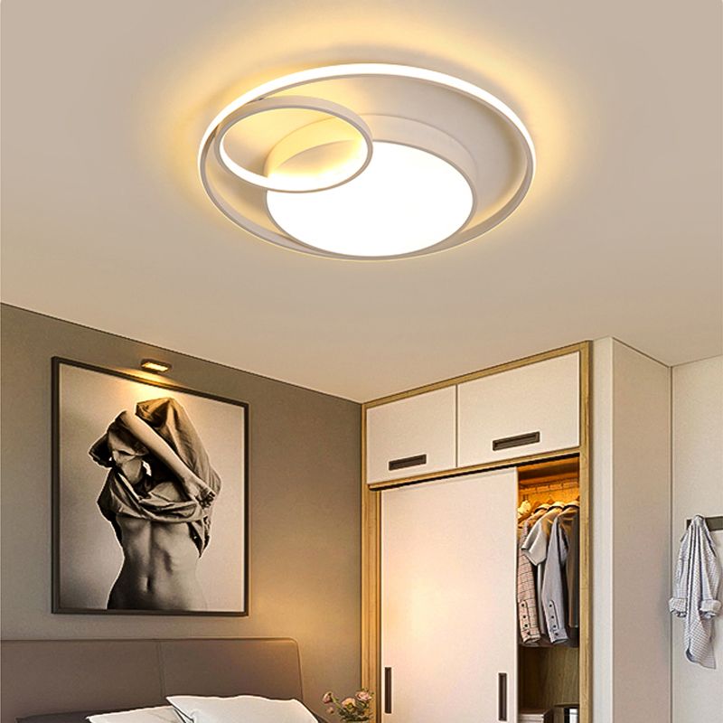 Moderne schwarz-weiße Deckenleuchte mit Acrylschirm, LED-Unterputzleuchte für Wohnzimmer