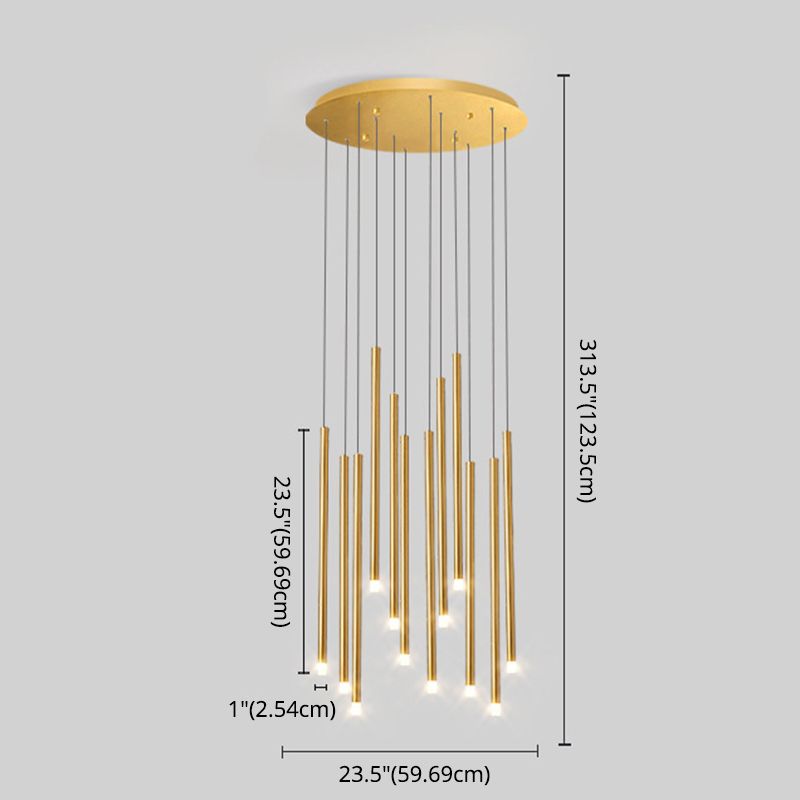 LED Sticks Pendant Lighting Minimalistic Metal Staircase Ceiling Suspension Lamp with Acrylic Shade