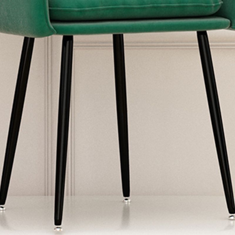 Glam Dining Arm Chair Solid Back Side Chair with 4 Metal Legs for Home Use