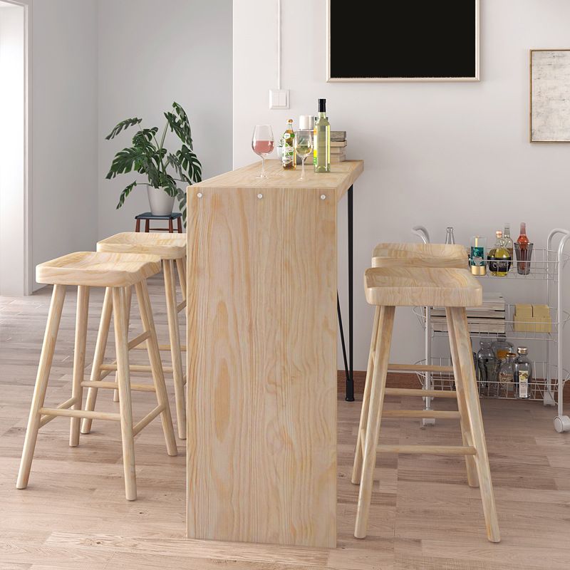 Modern Bar Table Set 1/2/5 Pieces Wooden Bar Table with High Wood Stools