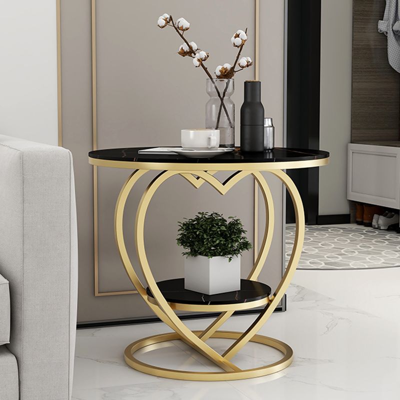 Modern 19.6"/23.6" Tall Round Slate Top Side Table Iron Abstract End Table