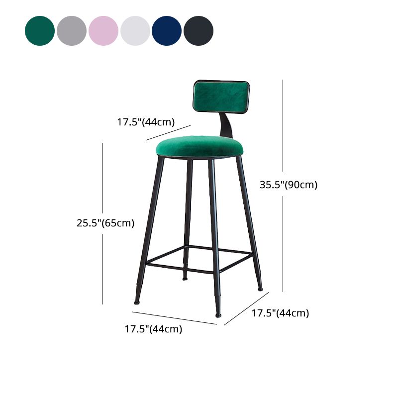 Taburetes de bar tapizados en negro, taburetes de bar escandinavos con respaldo bajo (juego de 3)