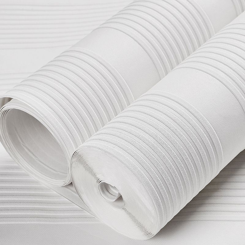 Non-Woven White Wallpaper Simple Stripes Wall Covering for Living Room, 33' x 20.5"