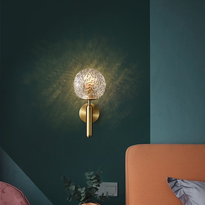 Nordic Style Crystal Wall Light Gold Globe Wall Sconce for Living Room