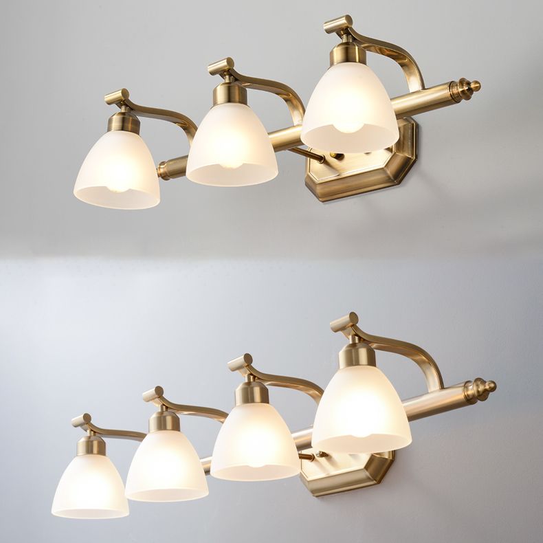 Lampada a parete moderna a parete lampada con foglie di pannelli conici in bronzo con tonalità di vetro