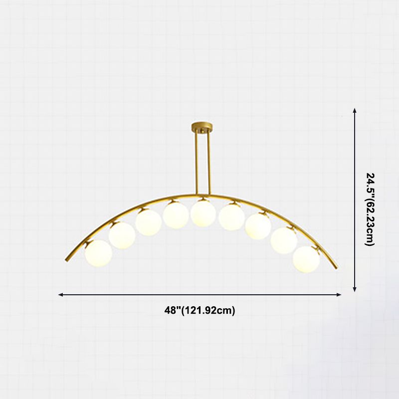 Modern Dining Chandelier Light Round Glass Shade Ceiling Hanging Light for Dining Room