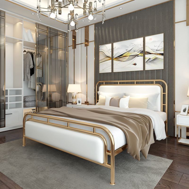 Contemporary Metal Open-Frame Standard Bed with Rectangular Headboard