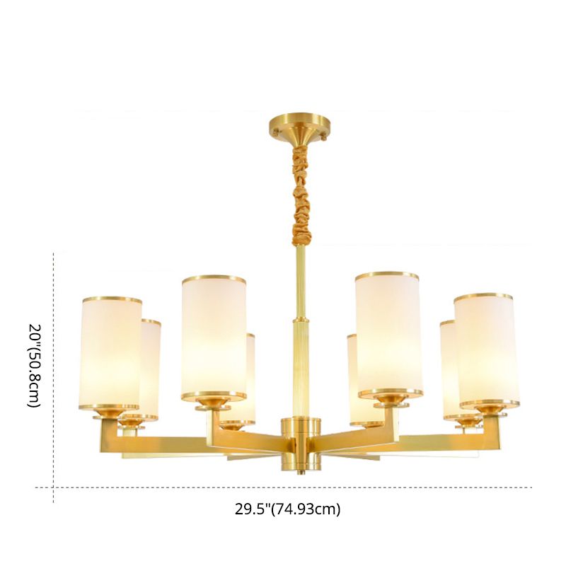 Cylindrical Milk Glass Chandelier Pendant Light Industrial Living Room Chandelier Lighting