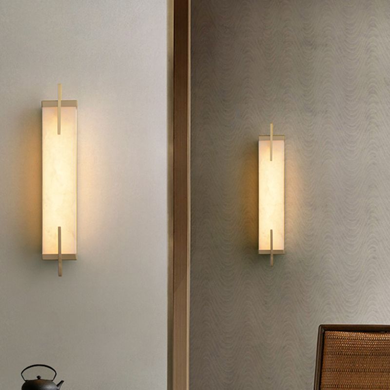 1-Light Modern Wall Sconce Simple Stone Wall Mount Lamp for Living Room