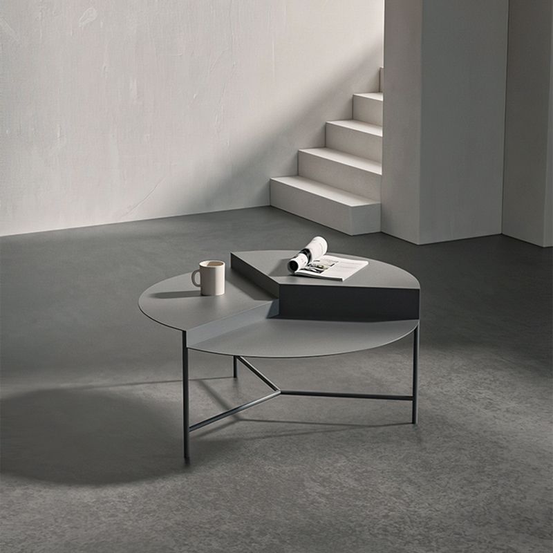 Metal Frame Coffee Table Mid-century Modern Round Cocktail Table