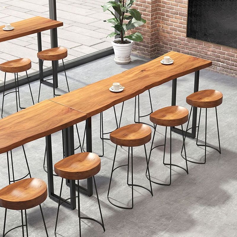 Rectangle Solid Wood Bar Table Sled Base Dining Table for Kitchen Living Room Coffee Room