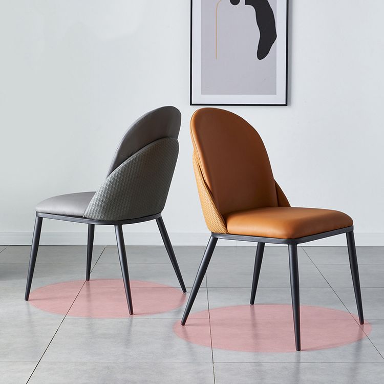 Silla de comedor de estilo moderno, sillas Parsons laterales de metal sin brazos para cocina