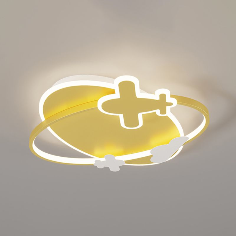 Metal Round Shape Flush Ceiling Light Kid Style 3 Lights Flush Ceiling Light Fixtures