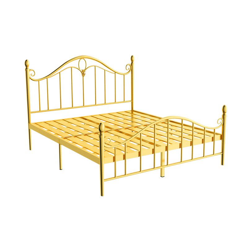 Contemporary Wire-Grid Open-Frame Bed with Metal Arched Headboard