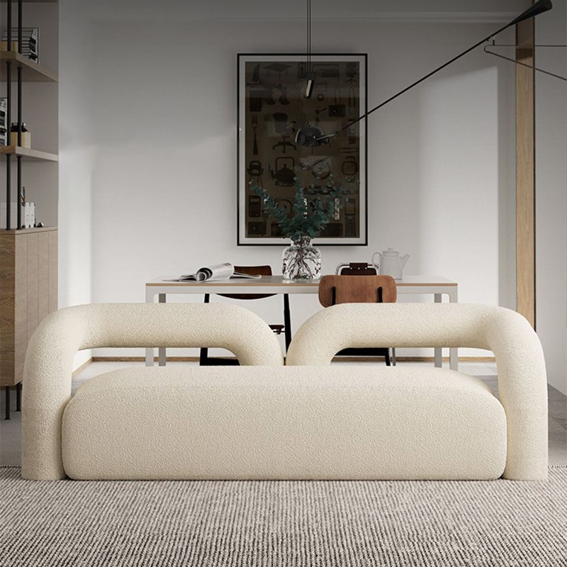 27.56" High Wool Sofa Modern Simple Tuxedo Arm Sofa in White