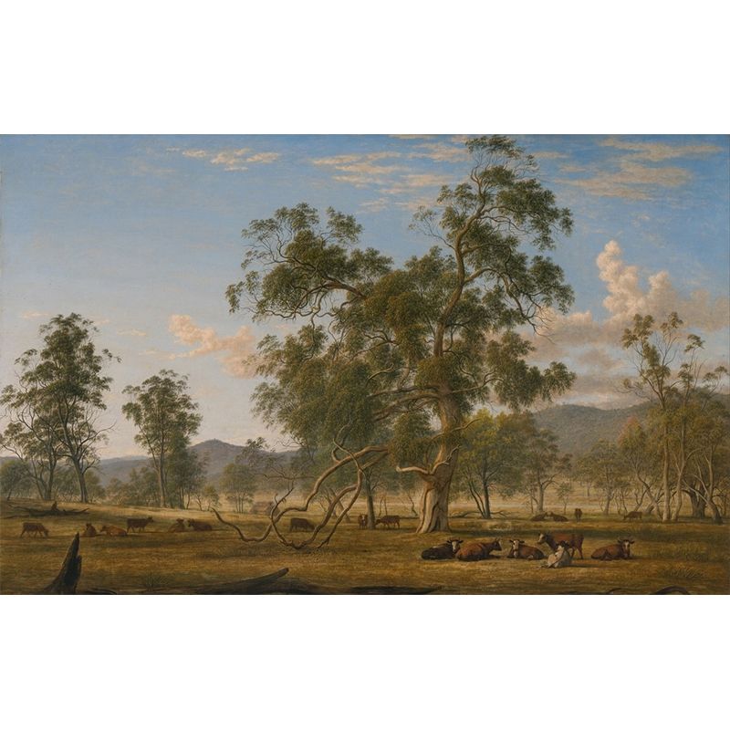 Patterdale Landscape with Cattle Mural Green Stain-Proof Wall Decoration for Living Room