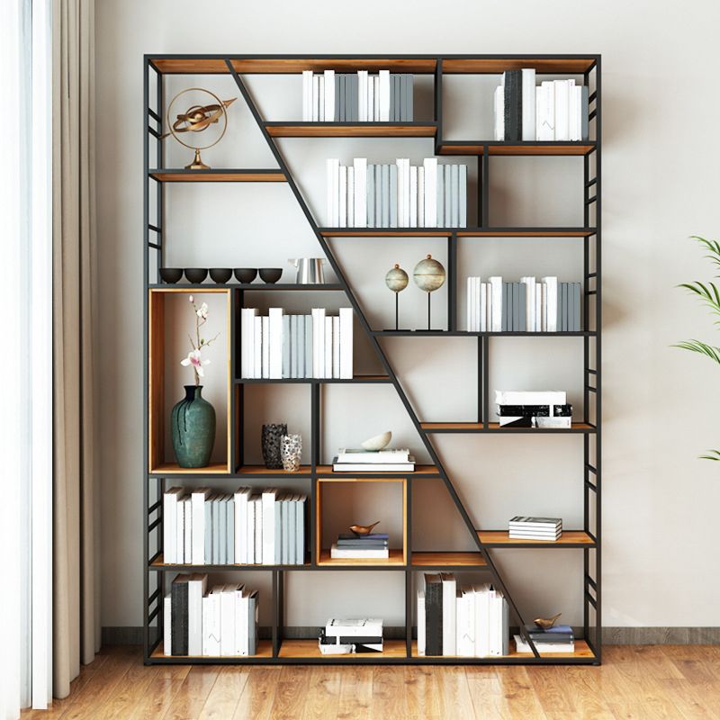 10" W Open Storage Bookcase Modern Metal Frame Bookshelf with Shelves