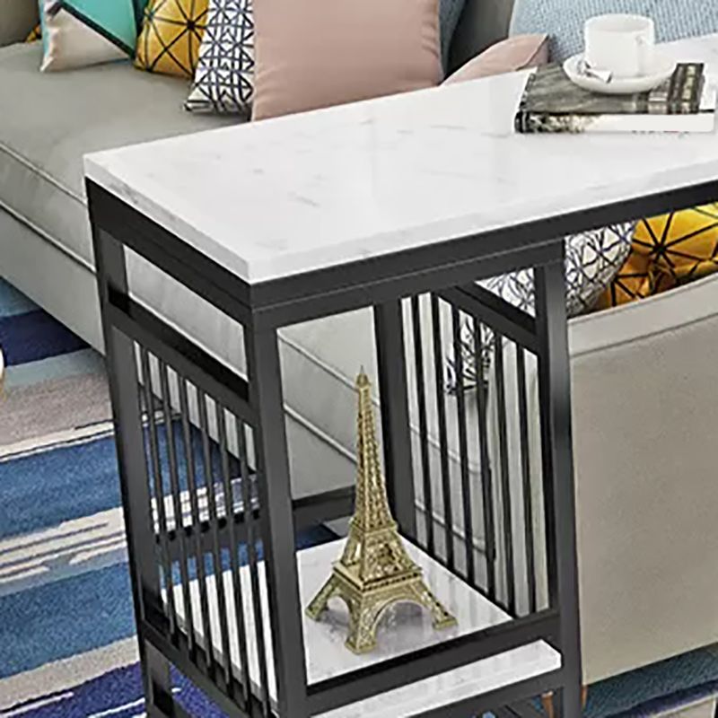 Glam Faux Rectangle Bar Counter Table Marble Bar Counter Table with Metal Legs for Home