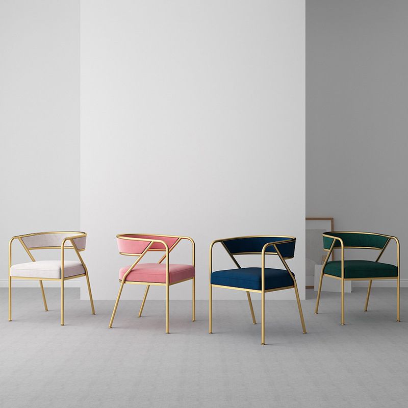 Glam Style Dining Chair Metal Open Back Dining Armchair for Indoor