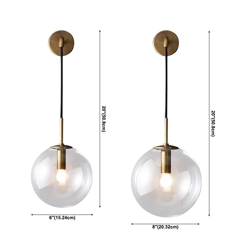 1 Light Globe Wall Sconces Industrial Style Glass Wall Mounted Lamps
