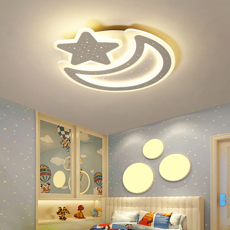 Mond und Stern Acryl Deckenlampe Nordic Led Flush Mount Leuchte für Kinderzimmer