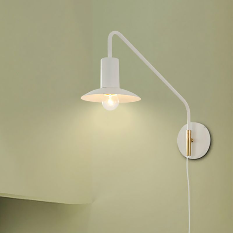 Wide Flare Bedroom Wall Lighting Fixture Metallic 1-Light Modernism Sconce Light in White