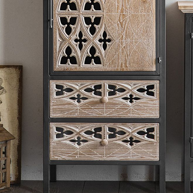 Industrial Accent Cabinet in Brown with Black Metal Legs Cabinet
