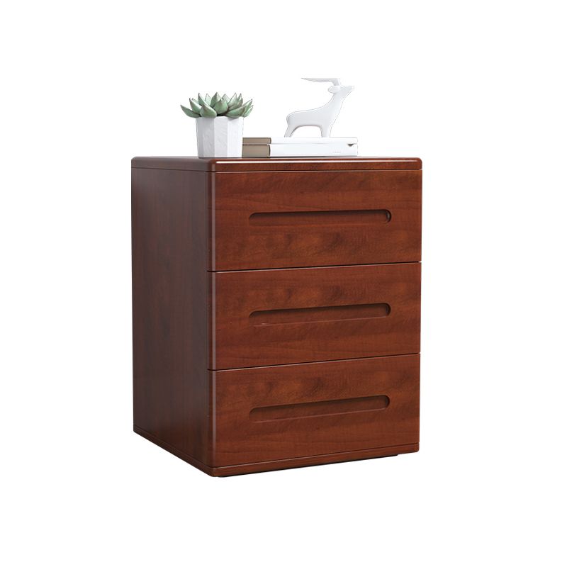 Wooden Nightstand 22.8"Tall 3 - Drawer Nightstand in Brown/ Natural / White