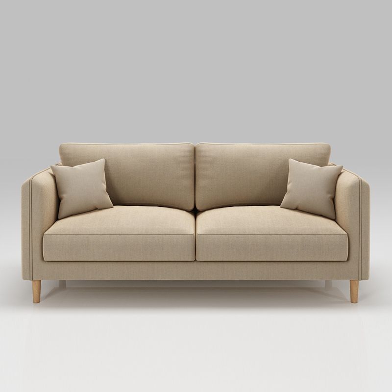 Scandinavian Loose Back Sofa 3-Seat Slipcovered Linen Square Arm Sofa