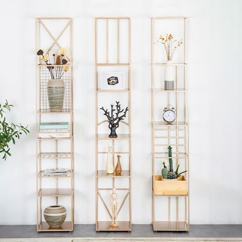 Glam Metal Book Shelf Gold Etagere Shelf Bookcase for Study Room 12.6" W