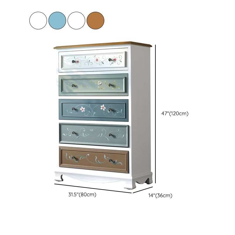 Coastal Storage Chest Solid Wood Storage Chest Dresser with 5/8 Drawers