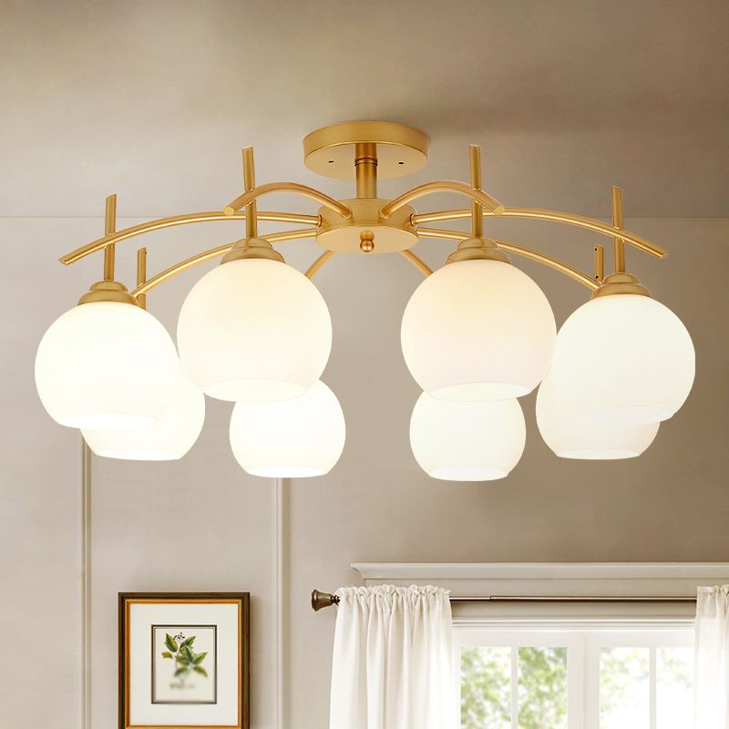 Lámpara de techo múltiple de la lámpara de semi lavado de metal tradicional con sombra de vidrio de globo