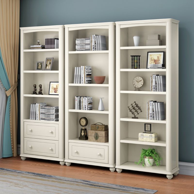 Wood Standard Bookshelf White Contemporary Bookcase with Shelves