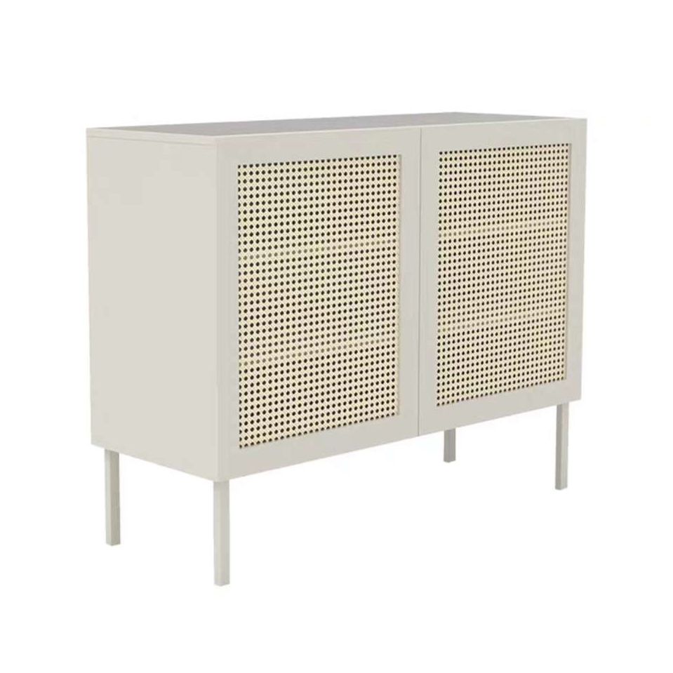 Rattan 2 Doors Buffet Server 36-inch Height Wood Kitchen Server for Dining Room