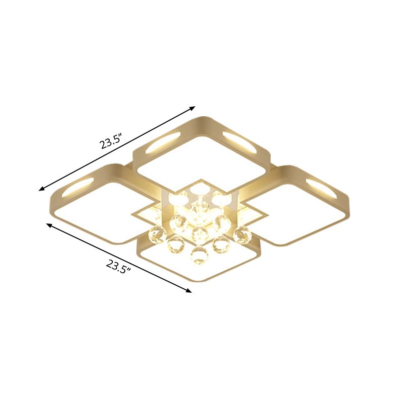 16"/19.5"/23.5" W White Square Ceiling Flushmount Contemporary Led Flush Ceiling Light in Warm/White Light