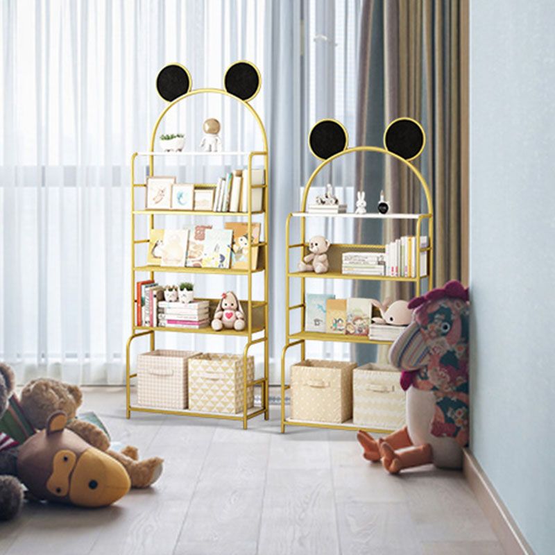 Modern Metal Bookshelf Etagere Vertical Open Shelf Bookcase in Burnish