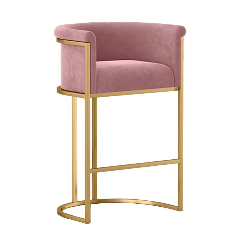 Scandinavian Footrest Upholstered Bar Stool Coffee Shop Low Back Counter Bar Stool