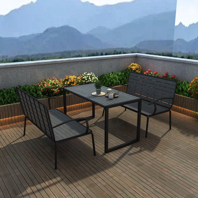 Modern Style 1/3 Pieces Rectangular Picnic Table Manufactured Wood Dining Picnic Table Set