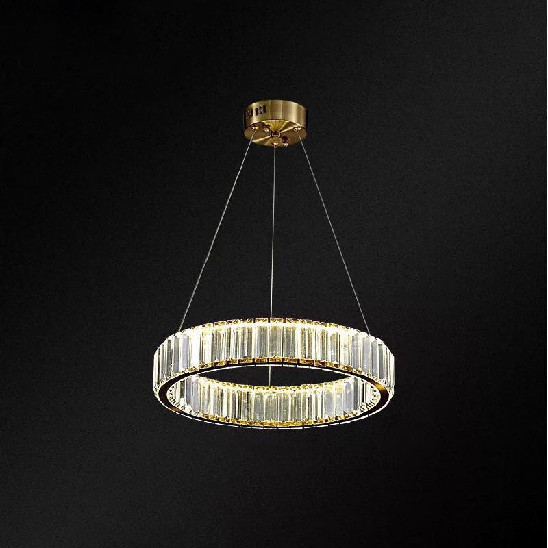 Ultra-modern Ring LED Chandelier Lamp Crystal Suspension Pendant Light for Living Room